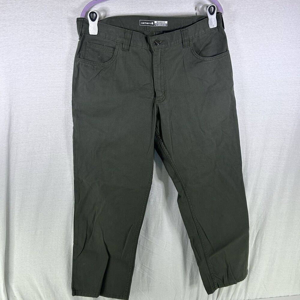 Carhartt Jeans Mens 36x28 Green Rugged Flex Relaxed Fit 5 Pocket Work Denim NWT